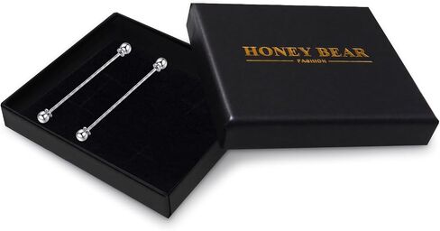 Honey Bear 2PCS Mens Term Twlar Bars Clasps Clasps Clasps for Business Wedding Gift with Box 6.4cm in Kuwait
