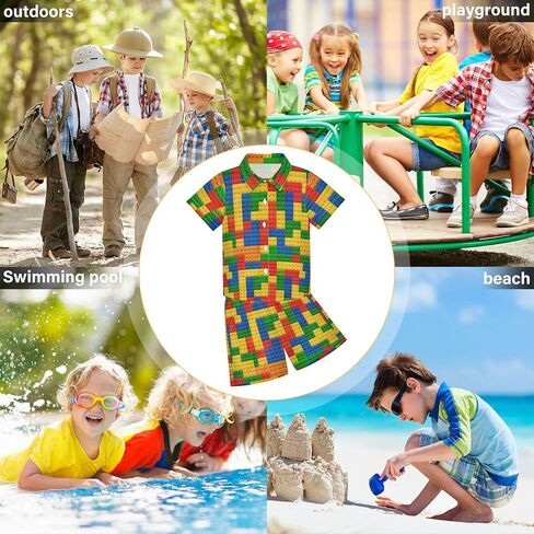 مجموعة قمصان وسروال قصير بأزرار سفلية للأولاد الصغار والكبيرين من هاواي، ملابس صيفية للأطفال الصغار in Kuwait