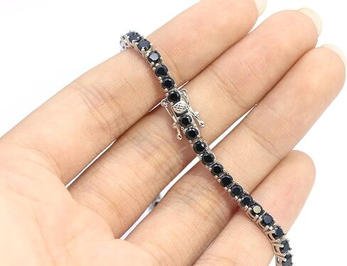 سوار الأحجار الكريمة الطبيعية 3MM S925 فاخرة سوار الأحجار الكريمة الطبيعية التنس ، سوار تنس الأحجار الكريمة الأسود ، هدايا المجوهرات للنساء in Saudi Arabia
