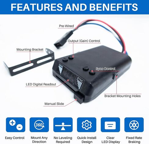 8508211 New Upgrade Proportional Brake Controller for 1-4 Axle Trailers (2/4/6/8 Brakes) - Replaces 8508220 Brake-EVN, Upgraded of 8507111 Time Delay IV-Fits Ford/GM/Chevy/Dodge/RAM/Toyota/Jeep in Saudi Arabia