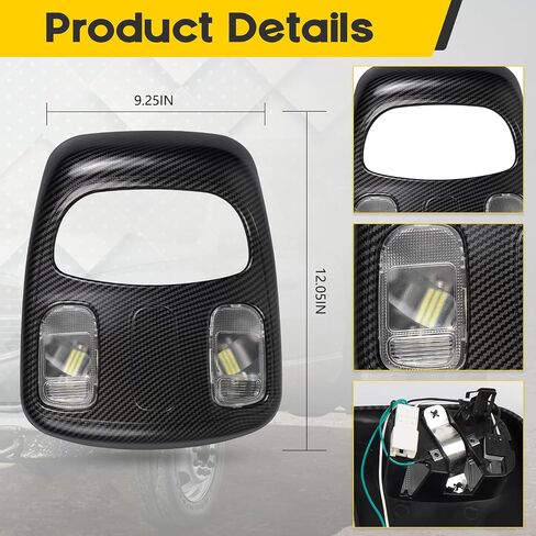 Front LED Overhead Console Assembly Compatible with Dodge Ram 1500 2500 3500 2002-2010 Cab Interior Dome Reading Light Replace 1DK78BD1AA in Saudi Arabia