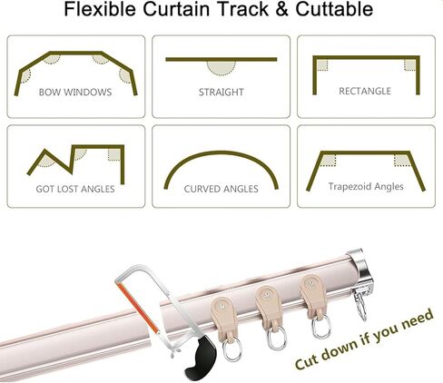 Curved Track Ceiling Installation with Wall Mounted Track and L-Shaped Track with Track Rail Accessories(3.2M/11Ft) in Kuwait