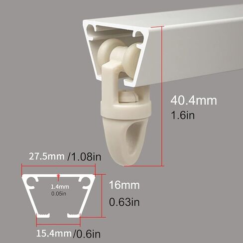 ثقب مسار الألومنيوم ، مناسبة للقضبان المنزلق بعرض 3.3 قدم ، ومناسبة لموقعات الغرف (أبيض) in Kuwait