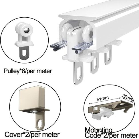 مسار سقف الألومنيوم مع بكرات صامتة ، مناسبة لمسارات قسم الغرفة (نوير ، 3M/9.8 قدم) in Kuwait