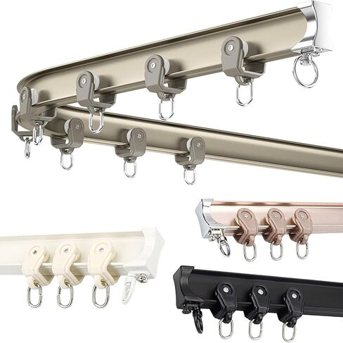 Curved Track Ceiling Installation with Wall Mounted Track and L-Shaped Track with Track Rail Accessories(Champne,1M/3Ft) in Kuwait