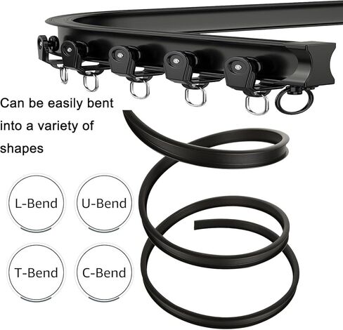 Curved Track Ceiling Installation with Wall Mounted Track and L-Shaped Track with Track Rail Accessories(Champne,1M/3Ft) in Kuwait