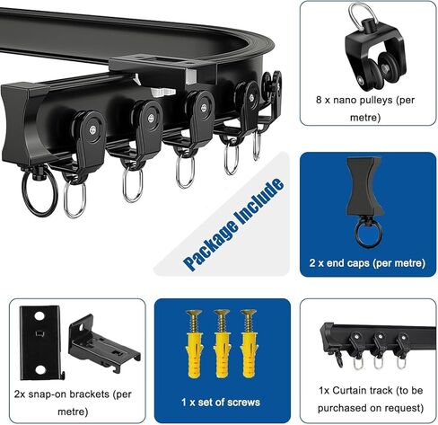 Curved Track Ceiling Installation with Wall Mounted Track and L-Shaped Track with Track Rail Accessories(Champne,1M/3Ft) in Kuwait