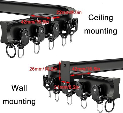 Curved Track Ceiling Installation with Wall Mounted Track and L-Shaped Track with Track Rail Accessories(Champne,1M/3Ft) in Kuwait