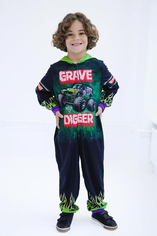 Monster Jam Zip Up Coverall Toddler to Little Kid Grave Digger in Saudi Arabia