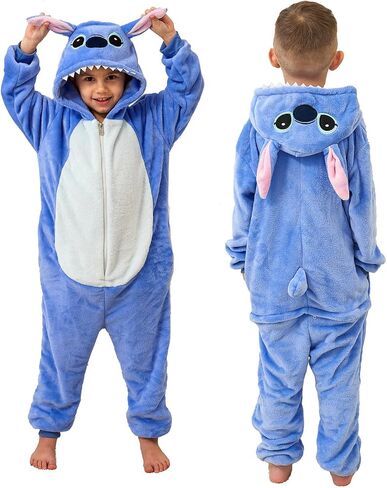Unisex Kids Flannel Animal Onesie Pajamas - Kids Flannel Halloween Cosplay Costume/Homewear/Sleepwear in Saudi Arabia