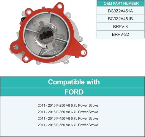 BC3Z2A451A BC3Z2A451B Vacuum Pump (6.7L V8) OE Replacement For 2011-2016 Ford F250 F350 F450 F550 Powerstroke Diesel,Replace BRPV-22 BRPV-8 in Saudi Arabia