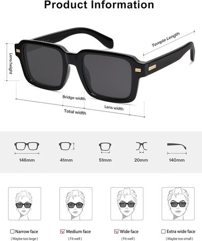 SOJOS Trendy Square Polarized Sunglasses for Women Men, Retro Vintage Womens Mens Rectangle Shades SJ2345 in Saudi Arabia