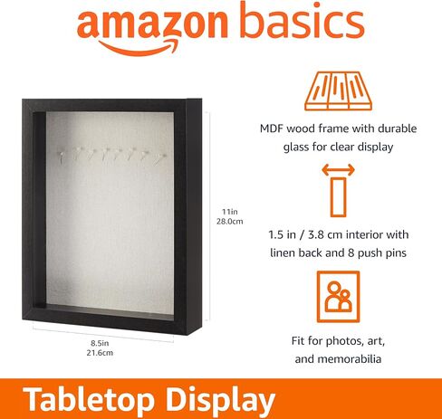 Amazon Basics Shadow Box Wood Rectangular Frame, 8" x 10", Black in Saudi Arabia