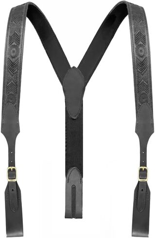 Southwestern Design Western Leather Suspenders - 1.5-Inch Wide - Belt Loop - 2 Colors & 5 Sizes in Saudi Arabia