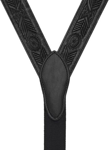 Southwestern Design Western Leather Suspenders - 1.5-Inch Wide - Belt Loop - 2 Colors & 5 Sizes in Saudi Arabia