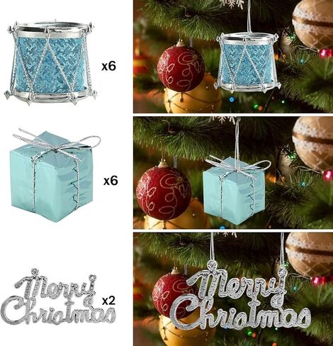 LOVEINUSA 32PCS Christmas Ball Ornaments, Christmas Tree Ornaments Glitter Christmas Decorations Tree Balls for Xmas Tree Holiday Wedding Party (Dark Blue & Silver) in Kuwait