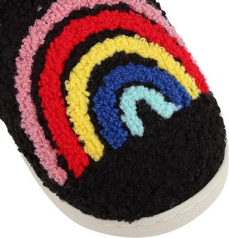 Kids Rainbow Hearts Slippers Girls Cute House Slippers Plush Slip on Shoes in Saudi Arabia