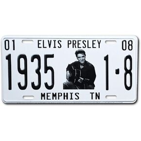 منتجات BATEMEN Midsouth لوحة ترخيص مركبة White Elvis Presley 1935 Memphis TN in Kuwait