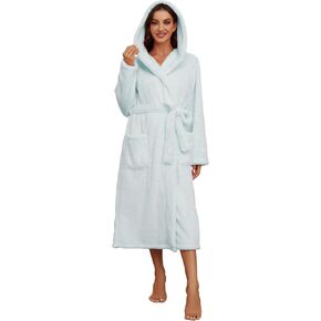 HEARTNICE Womens Hooded Fleece Robe, Thick Warm Plush Bathrobe for Women, Long Fluffy Comfy House Coat Long Fur Fleece in Kuwait