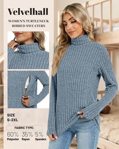 3 Pack Women Turtleneck Nursing Tops, Breastfeeding Maternity Shirts Long Sleeve Ribbed Sweaters with Hidden Zips in Saudi Arabia