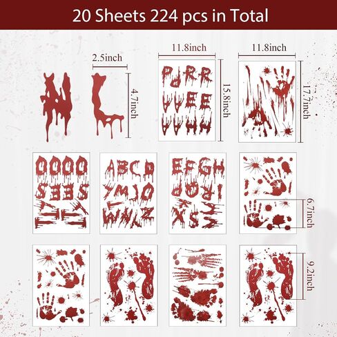 TaoBary Halloween DIY Decorations 112 Pcs Halloween Window Clings Handprint Footprint 10 Sheets Horror Window Stickers for Halloween Party Indoor Outdoor Decorations in Saudi Arabia