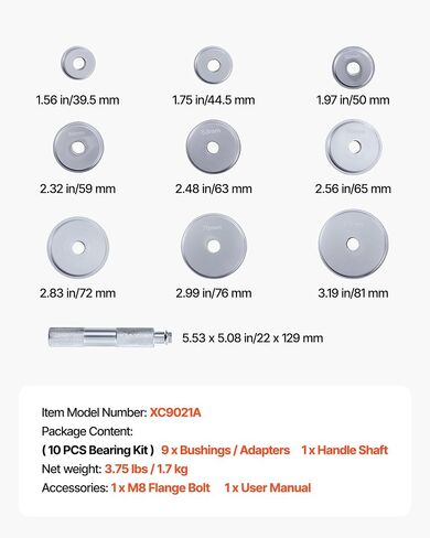 VEVOR Bearing Press Kit, 52 Pcs Bearing Race and Seal Driver Set with 49 Bushings and Handle Shaft, Bushing Driver Tool Set, Heavy Duty Carbon Steel Removal Installation Tool Kit in Saudi Arabia