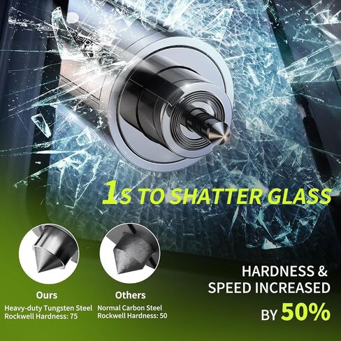 Window Breaker Seatbelt Cutter, Emergency 2‑in‑1 Car Escape Keychain Tool, Safe Hammer Glass Breaker Under Water–Compact, Durable Emergency Rescue Device for Drivers & First Responders, Premium Black in Saudi Arabia
