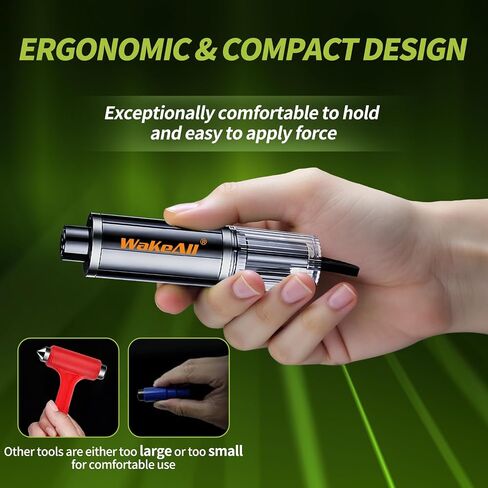 Window Breaker Seatbelt Cutter, Emergency 2‑in‑1 Car Escape Keychain Tool, Safe Hammer Glass Breaker Under Water–Compact, Durable Emergency Rescue Device for Drivers & First Responders, Premium Black in Saudi Arabia