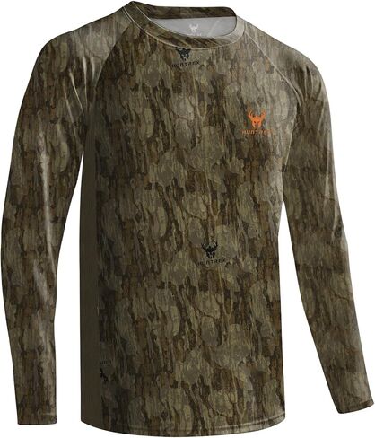 Huntrex Men Men Men Camo Hunting مع جيب سحاب-UPF أكثر من 50 قمصان صيد حماية أشعة الشمس in Saudi Arabia