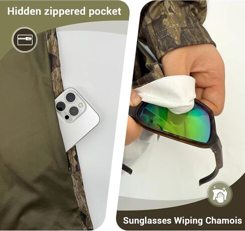 Huntrex Men Men Men Camo Hunting مع جيب سحاب-UPF أكثر من 50 قمصان صيد حماية أشعة الشمس in Saudi Arabia
