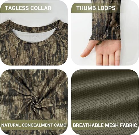 Huntrex Men Men Men Camo Hunting مع جيب سحاب-UPF أكثر من 50 قمصان صيد حماية أشعة الشمس in Saudi Arabia