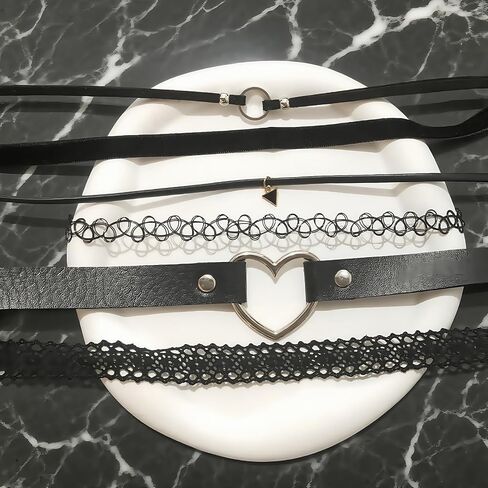 Gothic Choker Necklace for Women 6pcs Black Lace Chokers Set Punk Goth Jewelry Clothes Accessories in Saudi Arabia