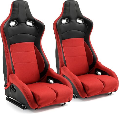 ModifyStreet 1 Pair Universal Black Pineapple Fabric/PVC Leather Racing Seats in Saudi Arabia