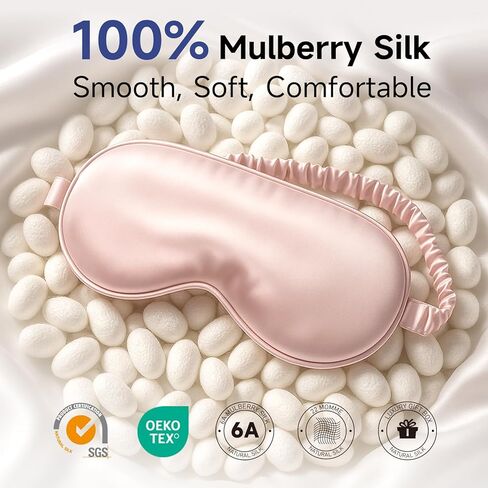 umisleep 100 ٪ قناع نوم حرير نقي التوت ، 22 ألياف ناعمة وسلسة ، قناع العين المتنفس للنساء والرجال ، قناع نوم أفضل لحظر الخفيفة مع حقيبة سفر ، عصبون قابل للتعديل ، أسود ، أسود in Kuwait