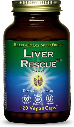 HEALTHFORCE SUPERFOODS Liver Rescue - Natural Liver Cleanse - Liver Health Formula with Milk Thistle & Dandelion Root - Gluten-Free & Vegan - 60 Capsules in Kuwait