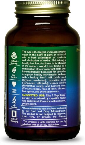 HEALTHFORCE SUPERFOODS Liver Rescue - Natural Liver Cleanse - Liver Health Formula with Milk Thistle & Dandelion Root - Gluten-Free & Vegan - 60 Capsules in Kuwait