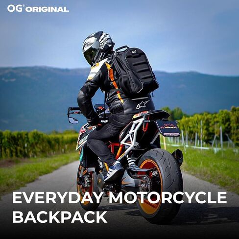 OG Original GetAway Motorcycle Backpack Waterproof, Man, Hard Shell, Large Capacity, Expandable 35L-45L, Motorbike Helmet Bag, Helmet Rucksack, Antitheft, Reflective, USB, Laptop in Saudi Arabia