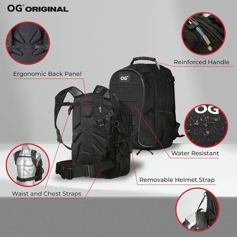 OG Original GetAway Motorcycle Backpack Waterproof, Man, Hard Shell, Large Capacity, Expandable 35L-45L, Motorbike Helmet Bag, Helmet Rucksack, Antitheft, Reflective, USB, Laptop in Saudi Arabia