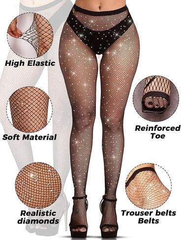 Buauty 2 Pack Sarclly Fishnet Gockits للنساء ، شباك صيد الراين ، جوارب عالية من الخصر in Saudi Arabia
