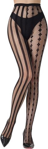 MANZI Halloween Patterned Fishnet Tights for Women Gothic Striped Clown Tights in Kuwait