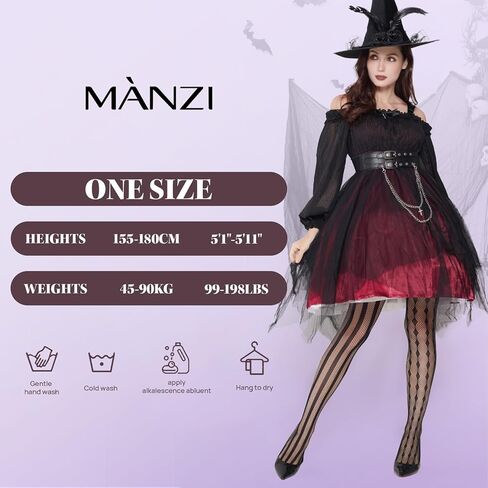 MANZI Halloween Patterned Fishnet Tights for Women Gothic Striped Clown Tights in Kuwait