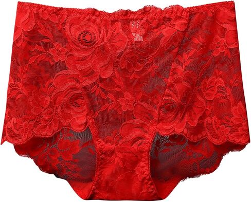 Women's High Waisted Brief Lace Panties Plus Size Panties Soft Stretch Tummy Control Underwear Full Coverage Briefs in Saudi Arabia
