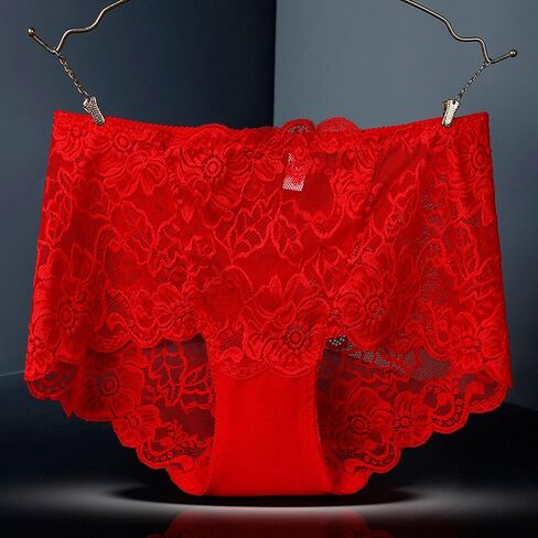 Women's High Waisted Brief Lace Panties Plus Size Panties Soft Stretch Tummy Control Underwear Full Coverage Briefs in Saudi Arabia