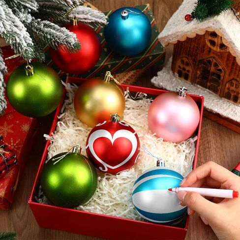 Christmas Large Blank White Ball Ornaments, 3.15 Inch DIY Christmas Balls for Kids White Ball Hanging Ornaments DIY Craft Activities for Christmas Tree Gift Box (Matte White, 24) in Saudi Arabia