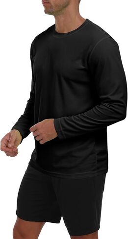 تي شيرت رجالي بأكمام طويلة للشمس خفيف الوزن للتمرين وحماية من الأشعة فوق البنفسجية سريع الجفاف للمشي لمسافات طويلة لركوب الدراجات والصيد ملابس رياضية in Kuwait