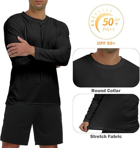 تي شيرت رجالي بأكمام طويلة للشمس خفيف الوزن للتمرين وحماية من الأشعة فوق البنفسجية سريع الجفاف للمشي لمسافات طويلة لركوب الدراجات والصيد ملابس رياضية in Kuwait