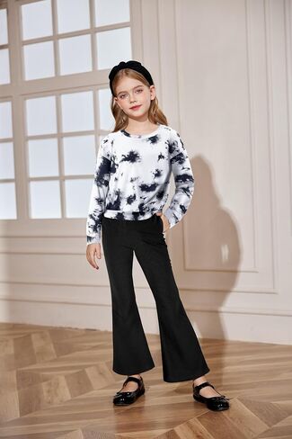 Arshiner Girls Clothes 2 Piece Long Sleeve Sweatshirt & Flared Pants Fall Clothing Set Size 5-12 Years in Saudi Arabia