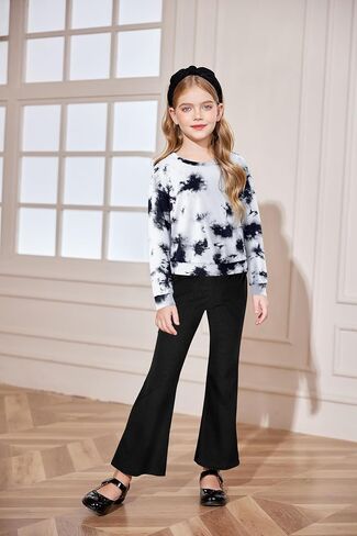 Arshiner Girls Clothes 2 Piece Long Sleeve Sweatshirt & Flared Pants Fall Clothing Set Size 5-12 Years in Saudi Arabia