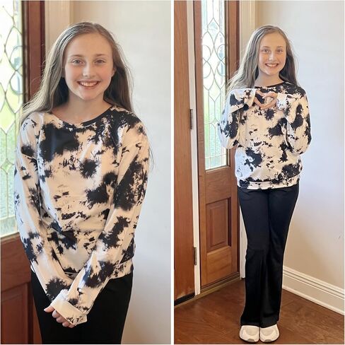 Arshiner Girls Clothes 2 Piece Long Sleeve Sweatshirt & Flared Pants Fall Clothing Set Size 5-12 Years in Saudi Arabia