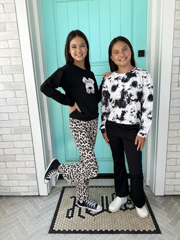 Arshiner Girls Clothes 2 Piece Long Sleeve Sweatshirt & Flared Pants Fall Clothing Set Size 5-12 Years in Saudi Arabia